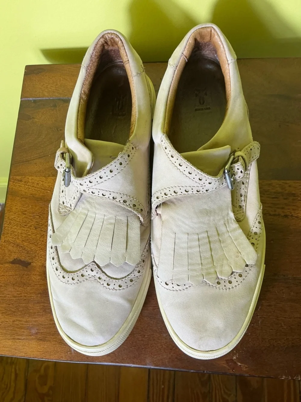 Frye Gemma Fringe Kiltie Buckle Suede Sneakers Grey